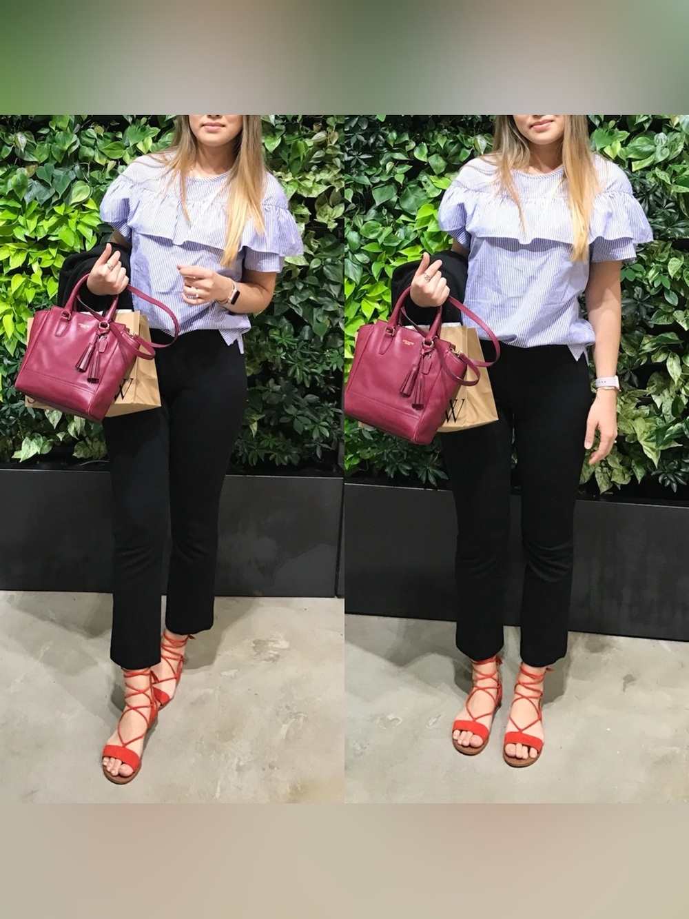 J. Crew striped poplin ruffle top